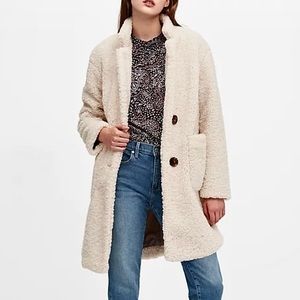 BANANA REPUBLIC Ivory Sherpa Cocoon Overcoat Size XS